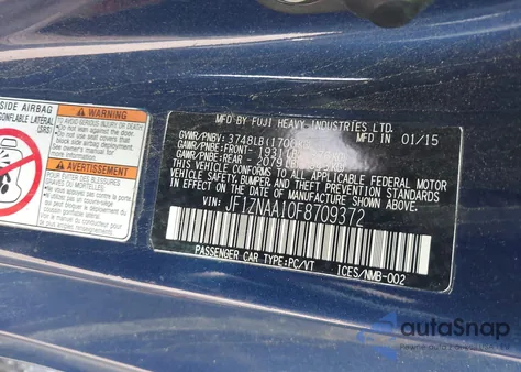 2015 Scion Fr-S z USA, uszkodzony, nr VIN JF1ZNAA10F8709372